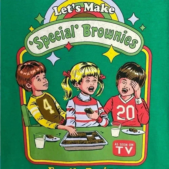 Steven Rhodes Let's Make Brownies Men's Size Large Green 420 T-Shirt Pop Culture - Picture 2 of 3